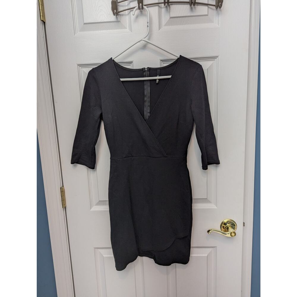 Lulus Dress Size S Mini Bodycon Black LBD Tight Sexy Going Out Club V Neck